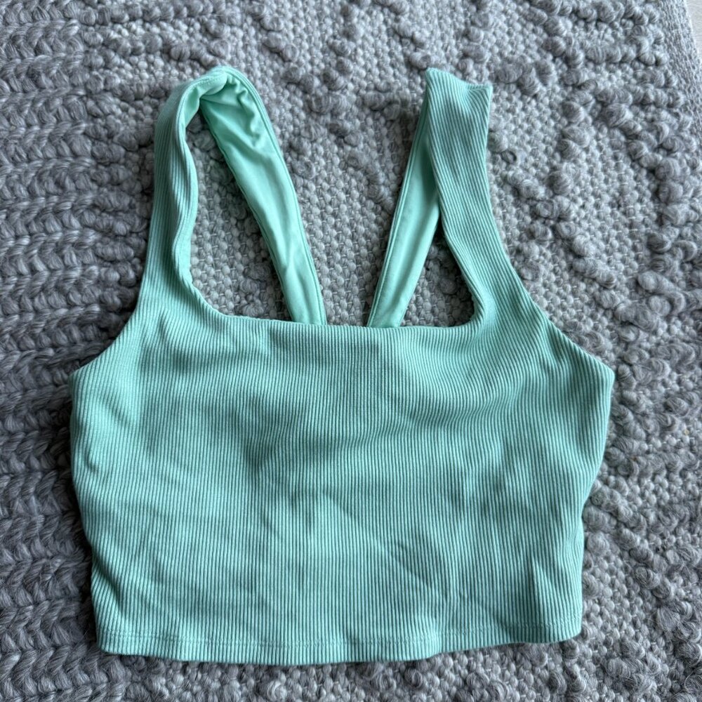 Alosoft Ribbed Chic Bra Tank - Honeydew